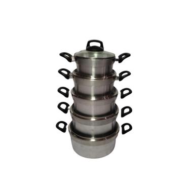 Imagem de Jogo De Panelas Bem Forte Alumínio Fundido 5 pç Tampa De Vidro