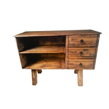 Imagem de Rack com 3 Gavetas e Prateleira de Madeira