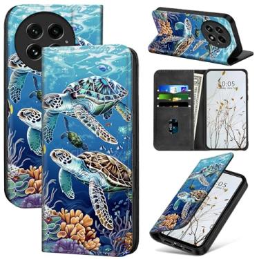 Imagem de Dikoer Capa carteira para OnePlus 13 6,8 polegadas, mulheres, homens, capa flip com suporte para cartões, fecho magnético, proteção absorvente de choque, capa de telefone para OnePlus 13 5G, tartaruga