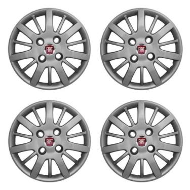 Imagem de Jogo de Calotas Aro 13 074CB-PTA + Emblema Alumínio Fiat V - Garagem O