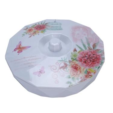 Imagem de Bandeja de Servir de Lanche Rotativa Com Tampa, Design de Placa de Organizador de Frutas Secas Removíveis, Manutenção Fresca para Recepção de Convidados, Compartilhamento de