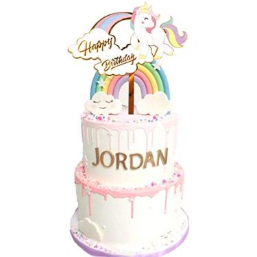 Imagem de Topo de bolo de unicórnio, decoração de bolo de unicórnio para chá de bebê de unicórnio