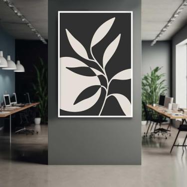 Imagem de Quadro com Moldura Abstrato Planta Preto branco Decorativo Grande Sala Quarto Hall