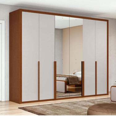 Imagem de Guarda Roupa Casal Ambiente Imperatore 6 Portas 2 Gavetas Frassino Off White com Espelho – Lopas