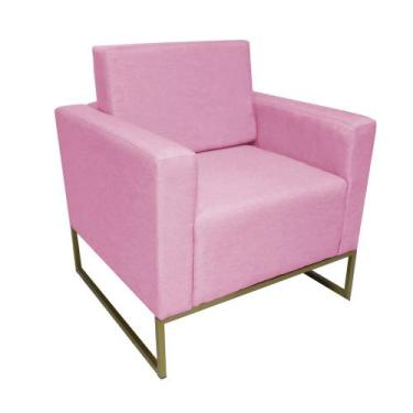 Imagem de Poltrona Decorativa Leticia Slim Suede Rosa Base Metálica Ms Decor - M