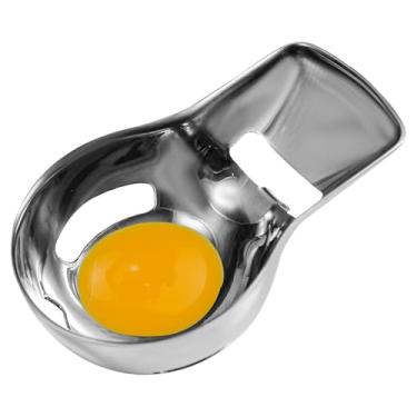 Imagem de BOXOB Separador de gemas de ovo, separador claras ovo aço inoxidável ferramenta filtro acessório cozinha para casa fácil separação (prata)