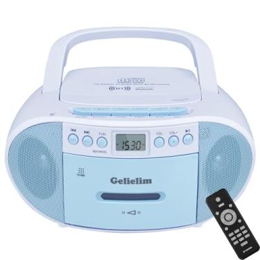 Imagem de Gelielim Combo De Cd E Toca-Fitas Boombox, Tocadores De Cd Portáteis Boom Box Para Casa Com Bluetooth, Rádio Am Fm, Suporte Para Controle Remoto/Aux/Usb/Fone De Ouvido, Alimentado Por Ca/Bateria, V