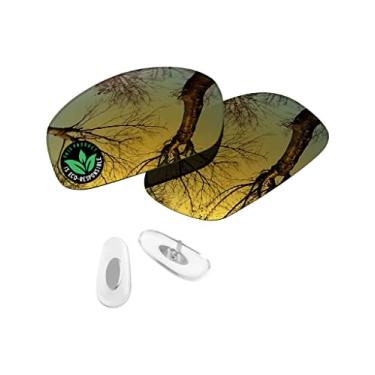 Imagem de Raydi Lentes de reposição de policarbonato e protetores de nariz para óculos de sol retangulares RayBan RB3445 61 mm - Espelho dourado 24K - Polarizado