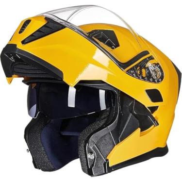 Imagem de ILM Capacete Modular Integral Para Motocicleta, Dobrável, Com Viseira Dupla, Para Motocicleta, Ciclomotor, Corrida De Rua, Para Adultos, Homens E Mulheres, Modelo Dot 906 (Amarelo, Médio)