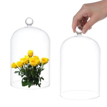 Imagem de UNICRAFTALE Sino de vidro transparente, 21 x 12 cm, cúpula de vidro, cloche, antigo, colecionáveis, cúpula, vitrine, decorativo, com alça de bola, para plantas, luzes de fadas, decoração de mesa