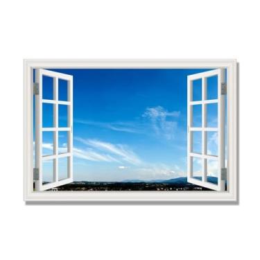 Imagem de PY3H69 Arte de parede em tela de janela aberta, impressão natural em tela. Lindo cenário de céu 25,4 cm, decoração de parede de paisagem de janela, decoração de casa moderna. 60 x 90 cm-23,6 x 35 pol
