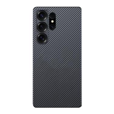Imagem de POYUFRG Capa ultrafina para Samsung Galaxy S25 Ultra, capa magnética de fibra de carbono genuína com proteção de lente de metal, capa de telefone comercial, preta, S25 Ultra