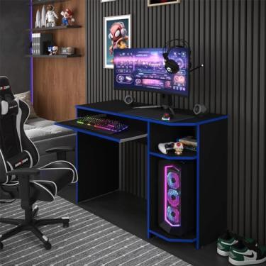 Imagem de Mesa Gamer escrivaninha Para PC Gamer (Preto/Azul)