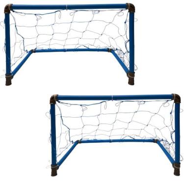 Imagem de Par de Traves Golzinhos de Treinamento Futebol Azul Com Rede Dafoca Sp