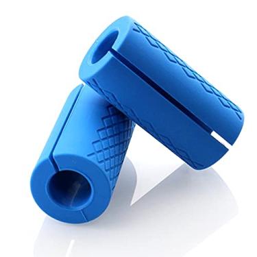Imagem de Barra de aderência de gordura, aperto de haltere gordo, punhos de barra grossa para halterofilismo, alça de barra de fitness, almofada protetora de silicone antiderrapante, 1 par de azul