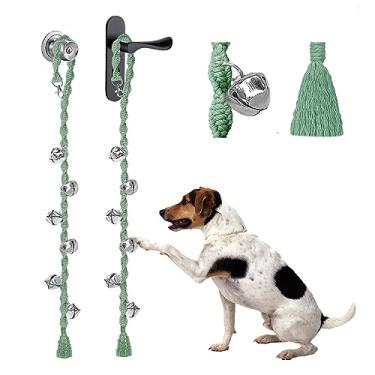 Imagem de GINIDEAR Sino de cachorro para treinamento de vaso sanitário, campainha de cachorro para filhotes saírem, sino ajustável para vaso sanitário, sinos de porta para cães. Estilo torcido, verde-claro pacote com 2