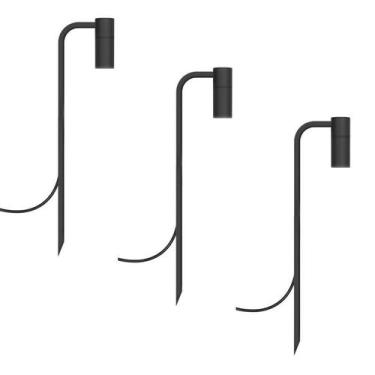 Imagem de Kit 3 Luminárias De Chão Balizador Espeto Jardim Preto 50Cm - Single L