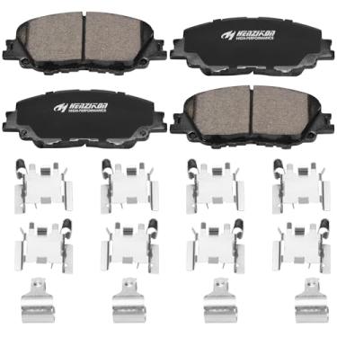 Imagem de Conjunto de pastilhas de freio dianteiras de cerâmica compatível com Toyota 2019-2023 Corolla 2023 Prius 2020-2022 Prius Prime, 2020 2021 2022 com ferragens (HZ2176)