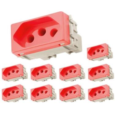 Imagem de Kit 10 Módulos Tomada 2p+t 20a/250v Liz Vermelha Tramontina Cor:Vermel
