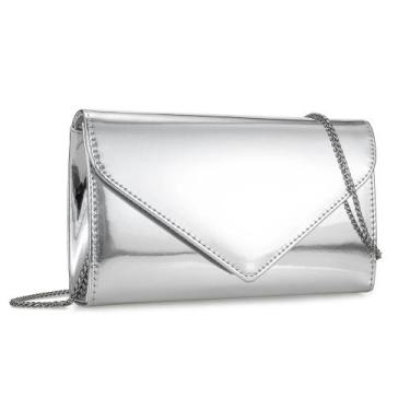 Imagem de Bolsa embreagem IXEBELLA em material sintético metálico espelhado prat