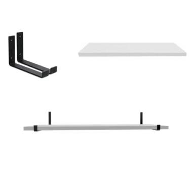 Imagem de Kit Suporte Mão Francesa Invertida + Prateleira MDF 100% com kit Instalação Sala Quarto Cozinha 20cm