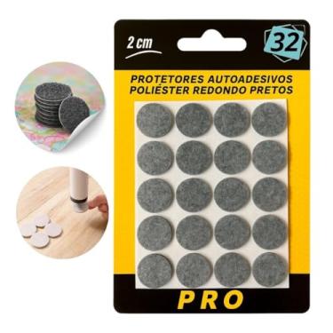 Imagem de kit 32 Pcs de Feltro Adesivo Protetor para pé de Cadeira, Sofá e Móveis Pesados e Antideslizante redondo, Proteção Ideal e Durabilidade