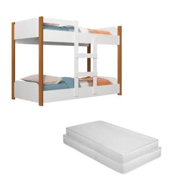Imagem de Beliche Infantil Mini Cama Acompanha 2 Colchões Ortobom 150x70 Com Gra