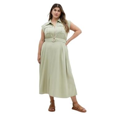 Imagem de City Chic Vestido feminino plus size - Midi utilitário, Sálvia, 58