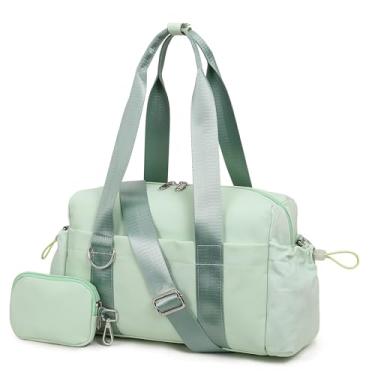 Imagem de ERTUNA Mini bolsa de ginástica para mulheres 2.0, bolsa pequena com compartimento com zíper, impermeável, bolsa de viagem fofa, bolsa de mão esportiva para exercícios com alça de ombro removível e