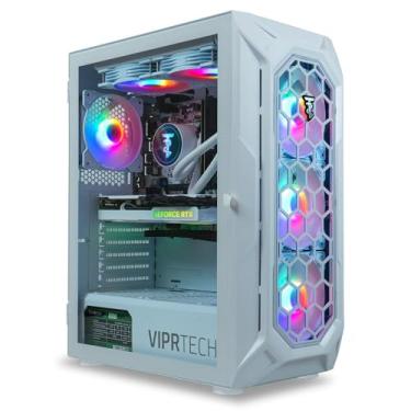 Imagem de ViprTech Ghost 4.0 Liquid-Cooled PC - AMD Ryzen 7 (16-LCore 4.4Ghz), RTX 4060 Ti 8GB, 32GB DDR4 3200, 1TB NVMe SSD, VR-Ready, Streaming, WiFi, RGB, Win 11, Gaming Desktop Computer White