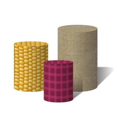 Imagem de Trio Capas Para Cilindro Versátil Festa Junina Mió Arraiá C/ Elástico 