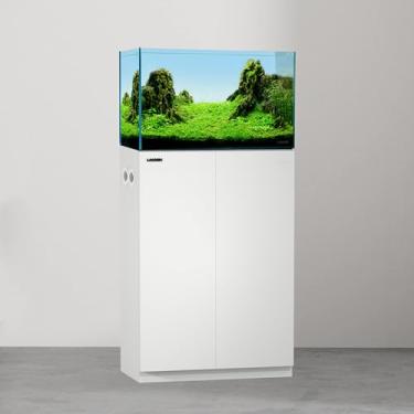 Imagem de LANDEN Suporte e armário de madeira para aquário de até 40 litros, suporte para tanque de água de sal marinho réptil de peixe, tapete de nivelamento de nano espuma incluído, L60 x P 12 x A 81 cm,