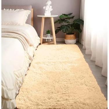 Imagem de Passadeira Felpuda 2,00 X 0,60 Mt Tapete Antiderrapante Peluda (Bege)