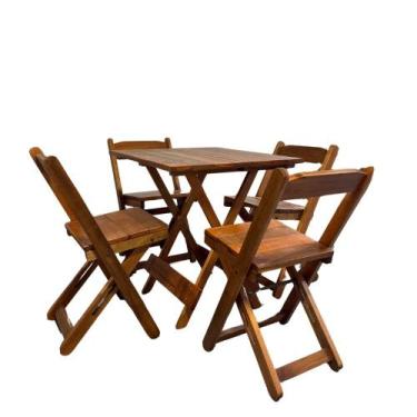 Imagem de Conjunto de Mesa Bar Madeira 75x70 com 04 Cadeiras Dobráveis - Xodó Mó