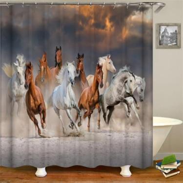 Imagem de Cortinas de chuveiro de leão de cavalo impressão zebra elefante cortinas de banheiro à prova d'água poliéster pano decoração 180 * 240 cm cortina, 3835W, W90xH180cm