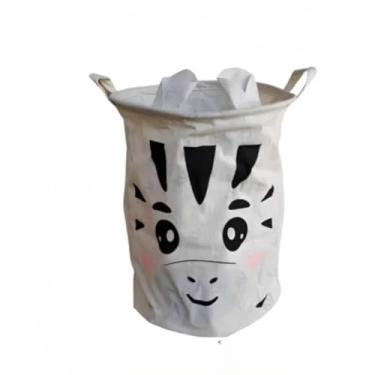 Imagem de Cesto Organizador Multiuso em Tecido Dobrável - Para Roupas, Brinquedos, Itens Domésticos (40L, Preto) - Prático e Resistente(Zebrinha 40L)