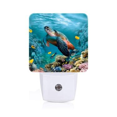 Imagem de FSHVQKD Luz Noturna De Tartaruga Marinha, Corais E Peixes, Para Conectar Na Parede Com Sensores Do Anoitecer Ao Amanhecer, Luzes Noturnas Quentes Quarto, Banheiro, Corredor, Cozinha, Presentes Ideai
