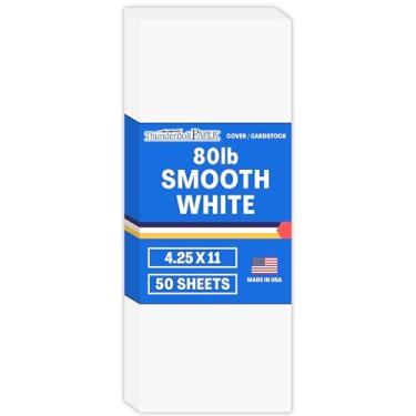 Imagem de 50 folhas de papel branco brilhante para cartão - 10 x 28 cm corte longo tamanho carta - 80# (36 kg/libra) Peso da capa - Papel de qualidade - Acabamento suave