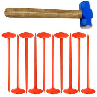 Imagem de FEBTECH - Marcador de tanque séptico – 6,9 cm x 25,4 cm – Marcadores de linha de propriedade adequados para proteger sua fossa séptica e limites de propriedade com marcador de tanque séptico sólido e resistente – Pacote com 10 peças + 1 martelo