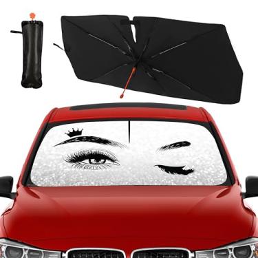 Imagem de Lindo pára-brisa de carro pára-brisa guarda-sol cílios para-sol dobrável para janela frontal de carro protetor de viseira de sol capa de para-brisa automotiva carros caminhões e SUvs 144,8 cm x 76,2