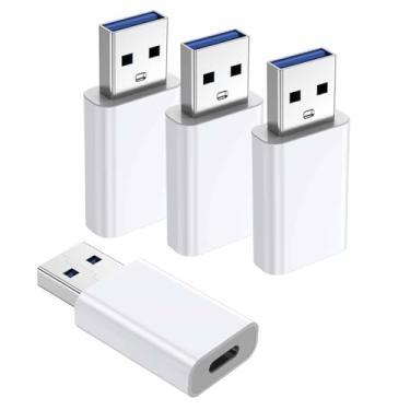 Imagem de Adaptador OTG 【Pacote com 4】 Adaptador USB-C fêmea para USB-A macho USB para adaptador USB C, compatível com iPhone 16 15 14 13 12, carro, Apple MagSafe Watch Mini tomada de parede, iPad, Galaxy