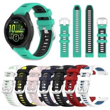 Imagem de Pulseira Silicone Para Relógio Garmin Forerunner 255/265/745/venu Dual Cor 22MM Fecho Duplo (Verde Piscina e Preto)