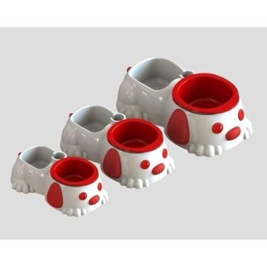 Imagem de Comedouro Duplo Pata Forte Antiformigas e Antiderrapante para Cães e Gatos (Vermelho,N3-500ml / 515g)