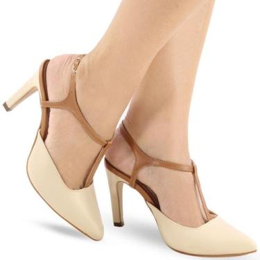 Imagem de Scarpin Aberto Salto Médio Moderno P140 - Modarpe, Bege marrom, 37