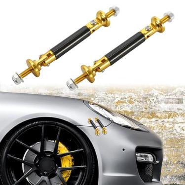Imagem de TOMALL 2 peças de 45 mm para carro ajustável dianteiro/traseiro divisor de lábio suporte haste de fibra de carbono ouro universal auto prendedores de para-choque alavanca (fibra de carbono dourado)