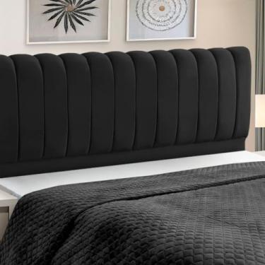 Imagem de Cabeceira Cama Box Estofada Madeira Queen Size Ômega (Preto)