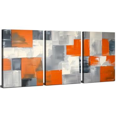 Imagem de Arte abstrata de parede laranja decoração de parede grafite marrom cinza imagens casa de fazenda impressões em tela laranja queimado pintura abstrata colorida arte minimalista para quarto sala de