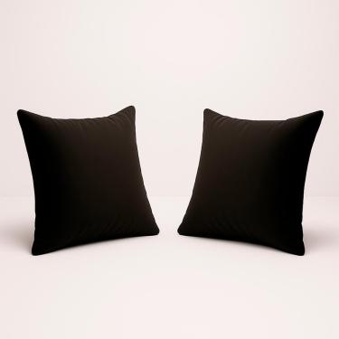 Imagem de Kit 2 Almofada 42cm Decorativa Suede Fofinha Sofá E Cadeira Preto