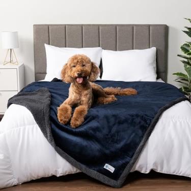 Imagem de PetAmi Cobertor de cachorro impermeável para cama queen grande GG para capa de sofá proteção de móveis à prova de vazamento, lã de ovelha, reversível macio lavável 90x290 cinza marinho