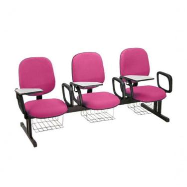 Imagem de Cadeira Em Longarina Para Escolas Linha Uno Rosa - DESIGN OFFICE MÓVEI